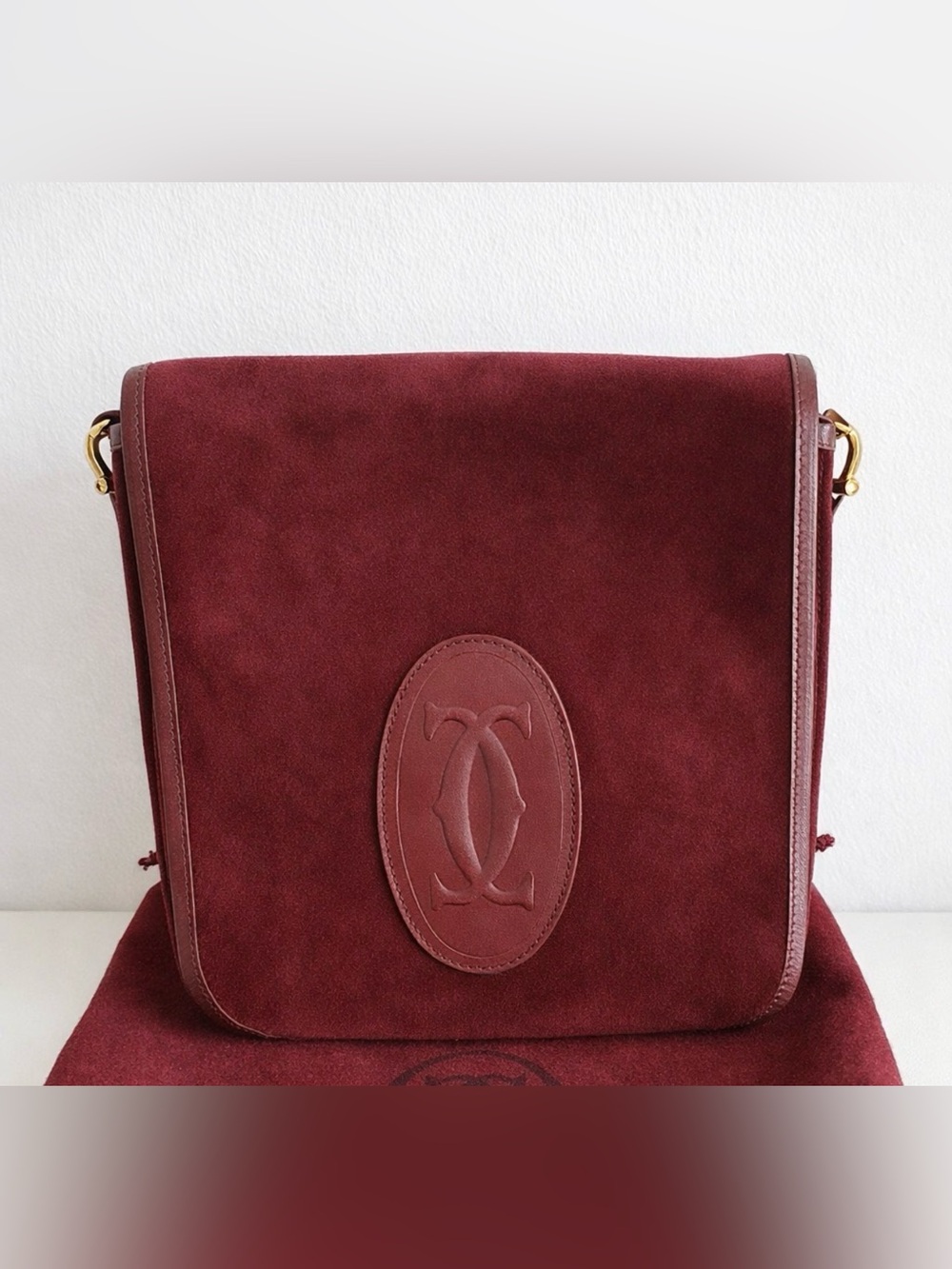 CARTIER 1970’s Suede Leather Flap Crossbody Saddle Bag Rare Antique Vintage - Picture 2 of 11